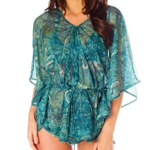 Kiniki Poncho.  Tan Through Beach Wear,  One size fits all.